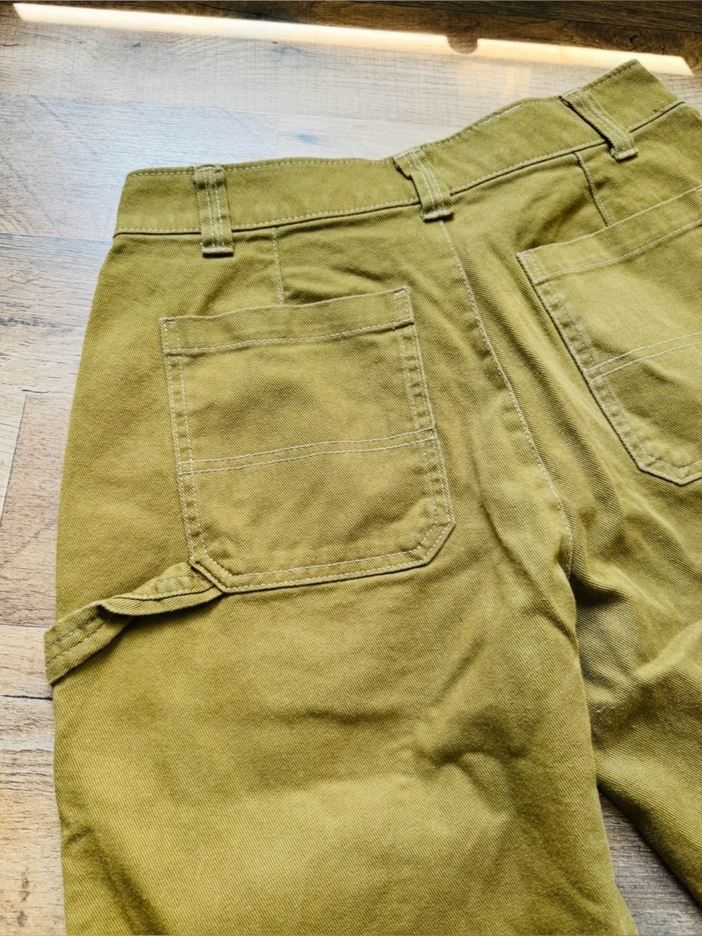 Old Navy High Rise Straight Carpenter Pants 4 Olive Green 100% Cotton Fall Layer - Picture 5 of 7